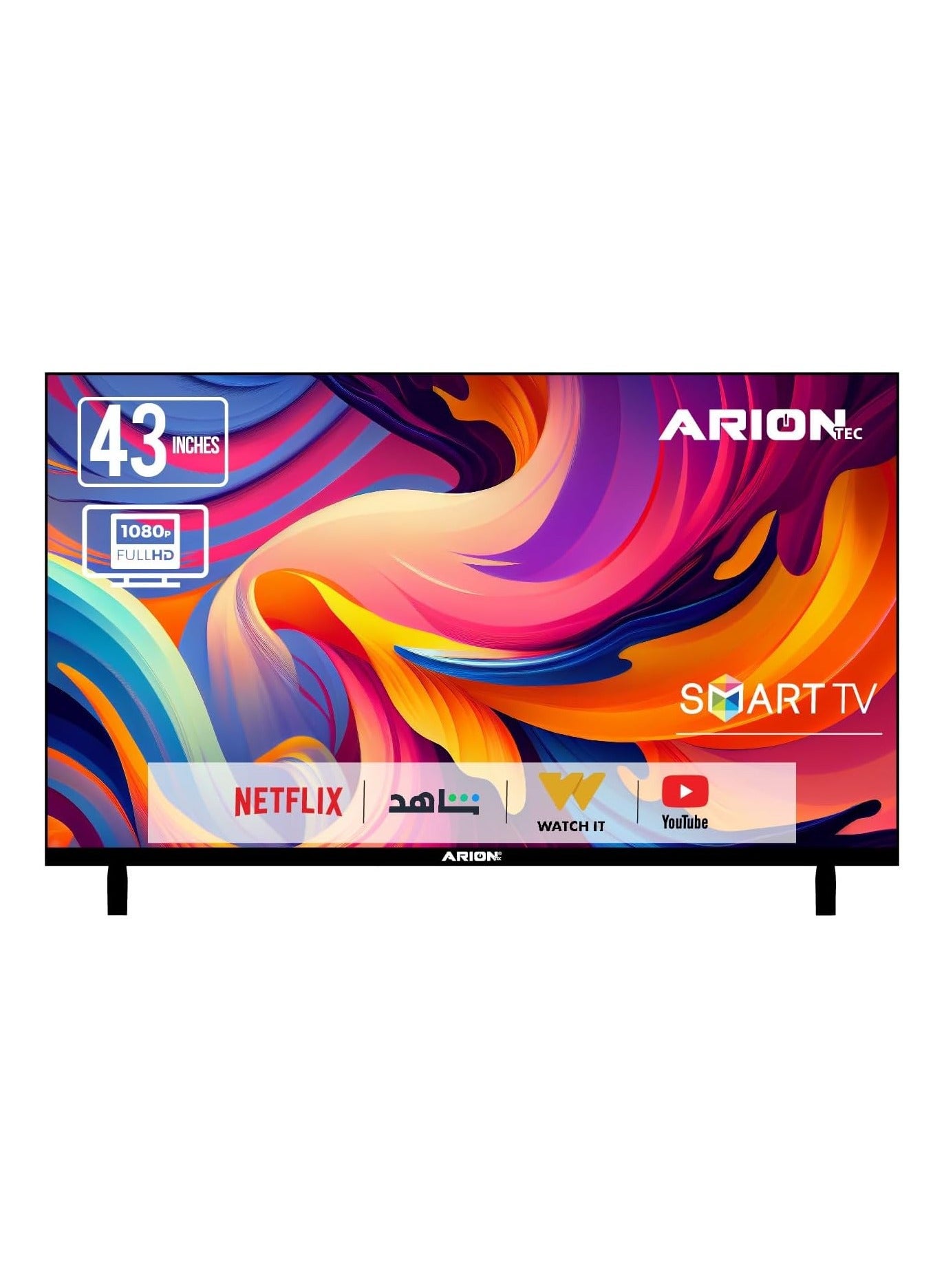 Arion 43-Inch Full HD Smart Android TV, A+ Grade Panel, Frameless Design, Wi-Fi, HDMI & USB Connectivity – AR-43 T4S